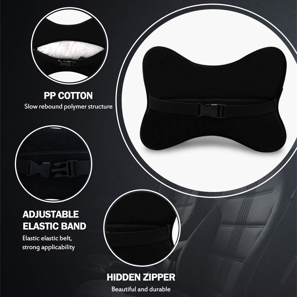 eing 2 - Pack Bling Car Seat Neck Rest Pillow Soft Plush Crystal Headrest Head Support Cushion Car Decor Accessories for Women,Universal Fit for Car Seat Headrest, Black - Image 6