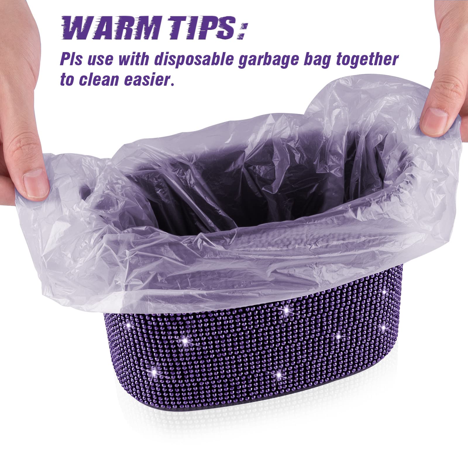 eing 2 x Car Garbage Bags Hanging Trash Bags for Rear Gear Lever Center Console 100% Waterproof Purple - Image 3