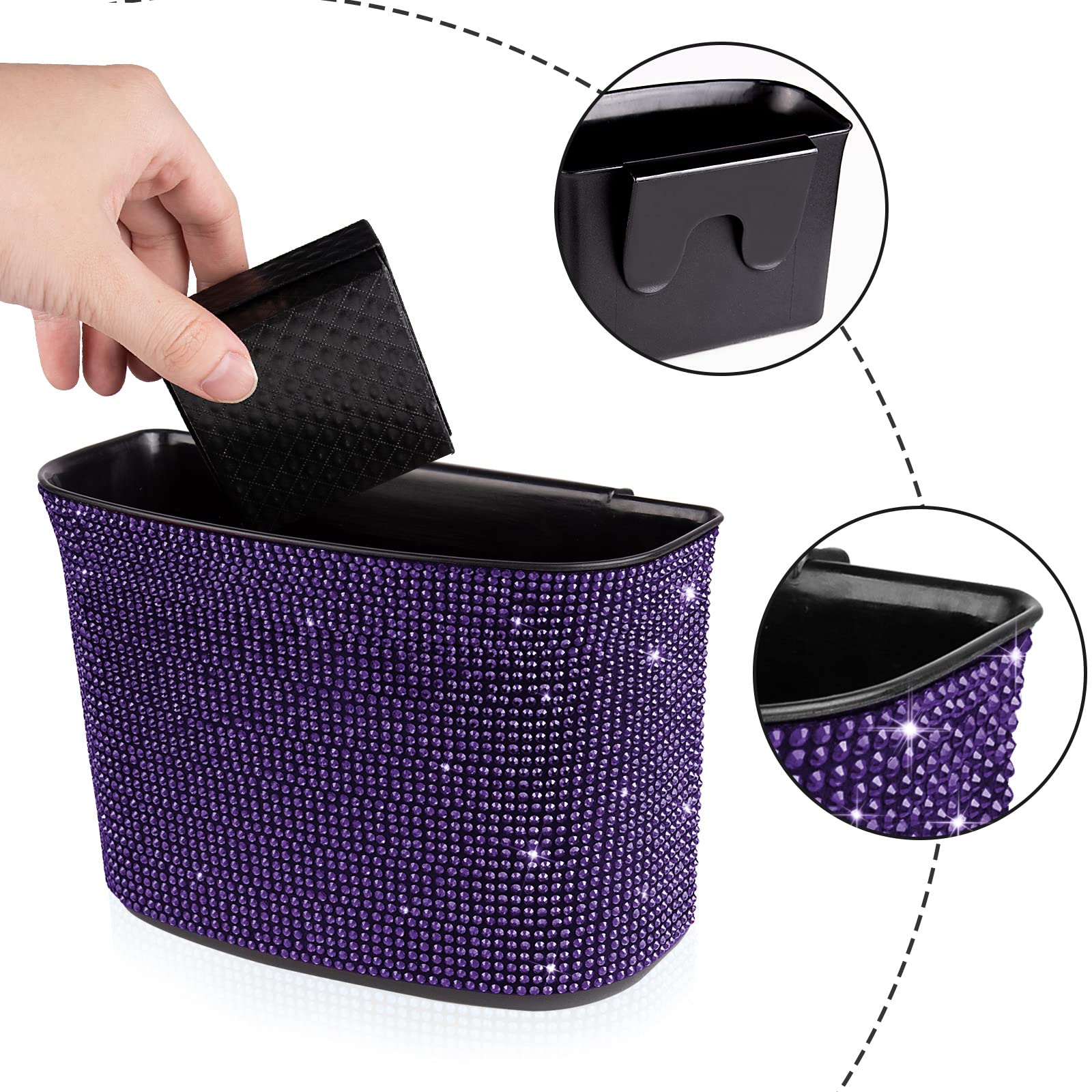 eing 2 x Car Garbage Bags Hanging Trash Bags for Rear Gear Lever Center Console 100% Waterproof Purple - Image 5