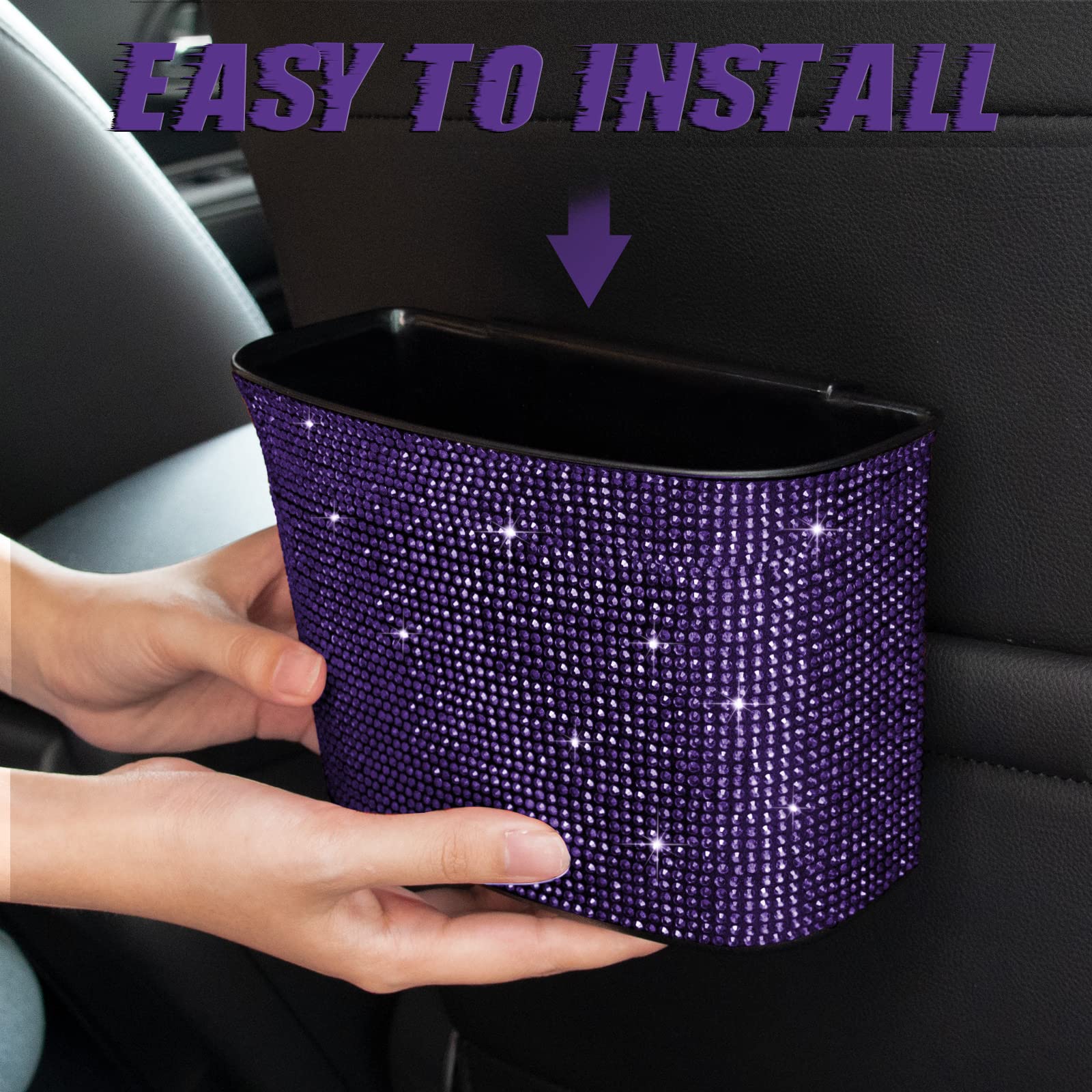 eing 2 x Car Garbage Bags Hanging Trash Bags for Rear Gear Lever Center Console 100% Waterproof Purple - Image 6