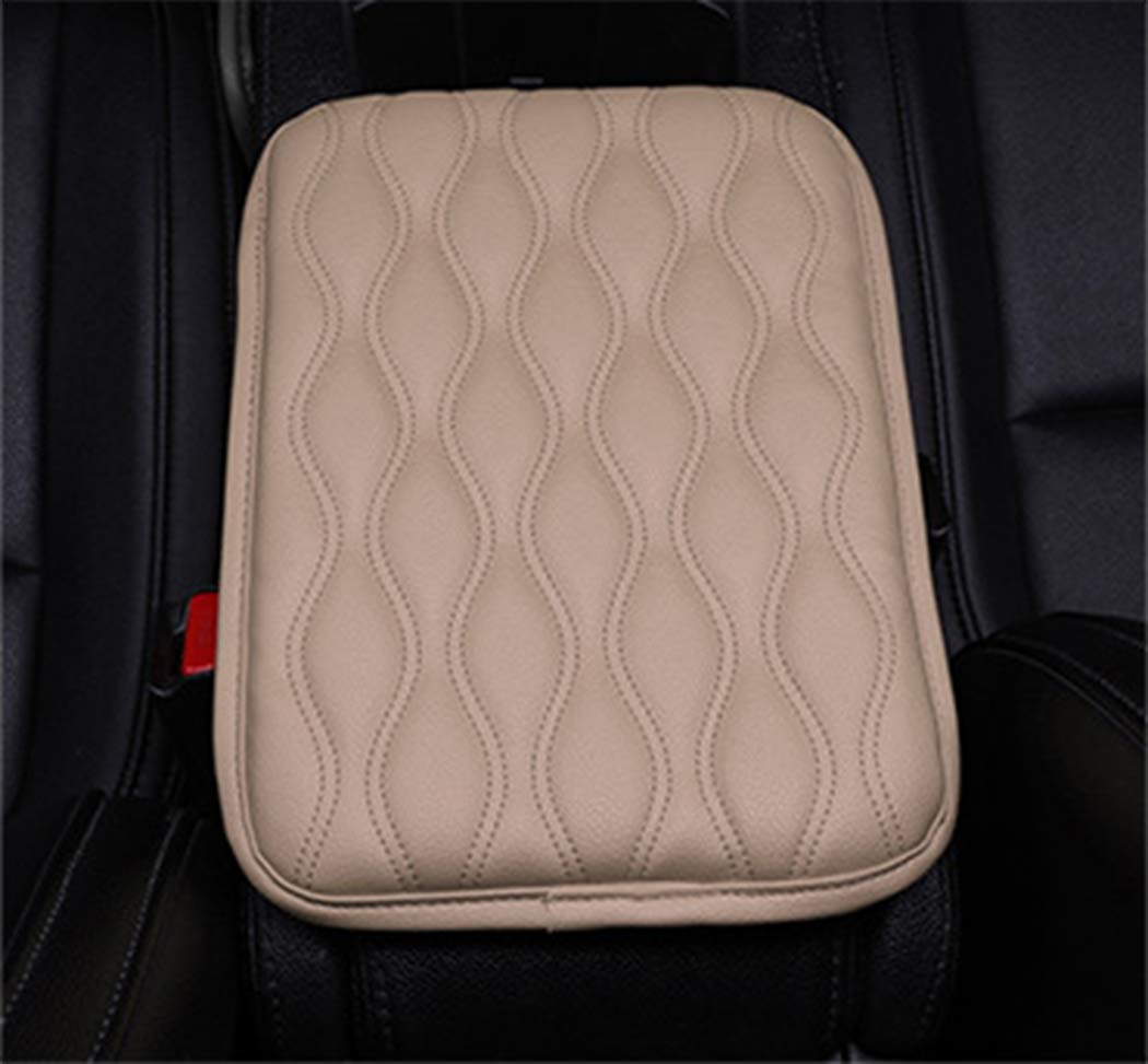 eing Auto Center Console Pad Leather Car Armrest Seat Box Cover Protector Universal Fit,Beige - Image 3