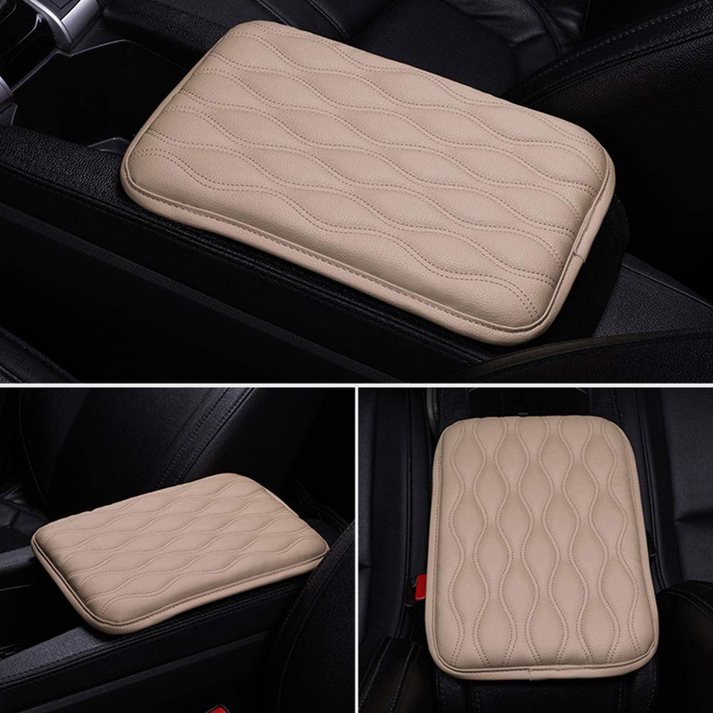 eing Auto Center Console Pad Leather Car Armrest Seat Box Cover Protector Universal Fit,Beige - Image 4