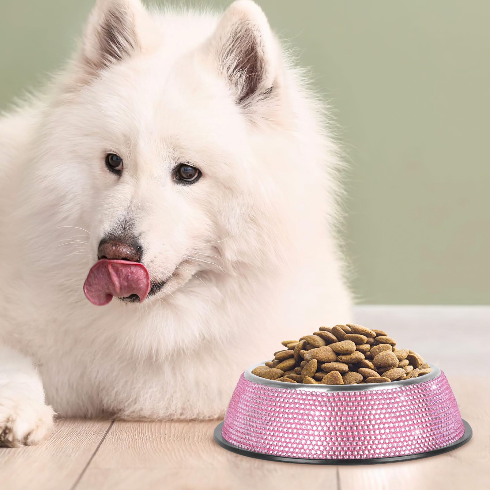 eing Bling Stainless Steel Dog Bowl with Anti-Skid Rubber Base for Small/Medium/Large Pet, Perfect Dish, Diamond Pets Feeder and Water Choice Puppy Cat Kitten(1 - Pack, Pink) - Image 6