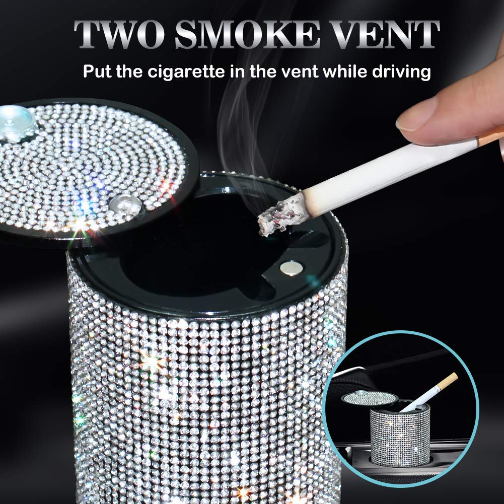 eing Car Ashtray Car Ashtray Detachable Easy Clean Up Detachable Stainless Car Ashtray with Lid Desktop Smoking Ash Tray for Home Office,Black - Image 3