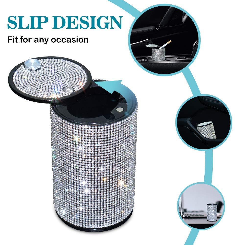 eing Car Ashtray Car Ashtray Detachable Easy Clean Up Detachable Stainless Car Ashtray with Lid Desktop Smoking Ash Tray for Home Office,Black - Image 4