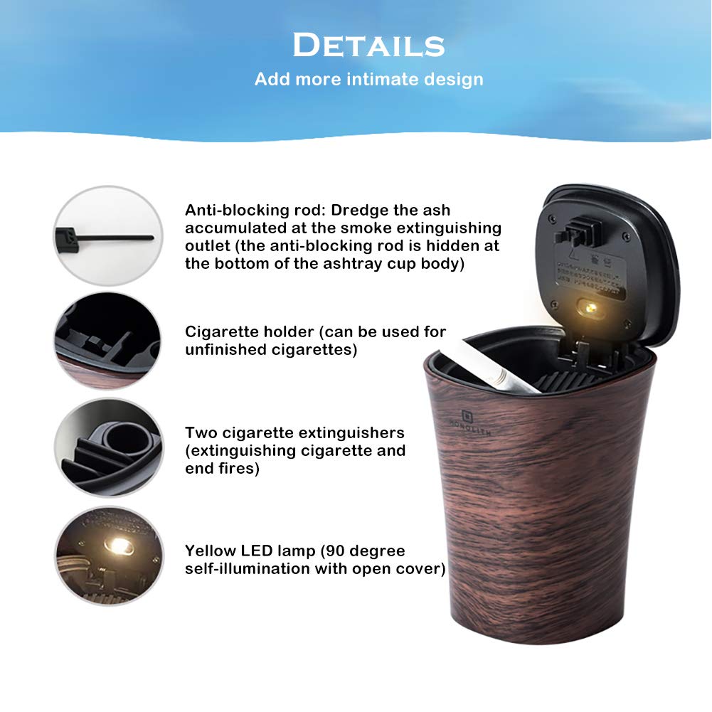 eing Car Ashtray Smokeless Vehicle Cigar Portable Ashtray Cup Holder with LED Blue Light,Automotive Supplies Solar Ashtray for Car Home Office - Image 7