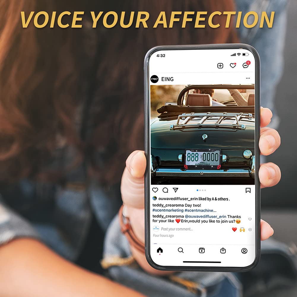 EING Car License Plate Frames Bling Crystal Diamonds Car Exterior Accessory for Women Girls,2pcs - Black + Hot Red Lip - Image 7