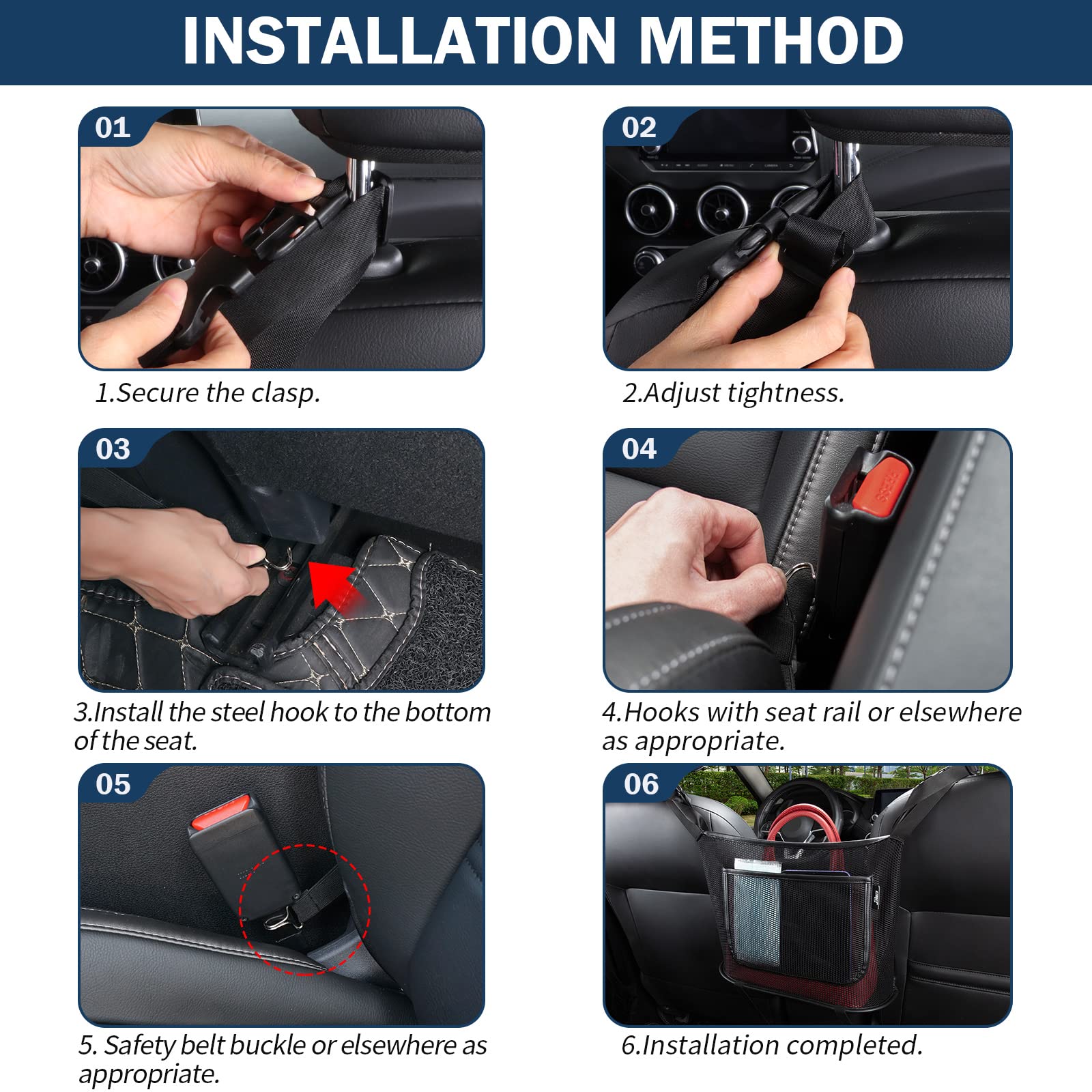 eing Car Organizers and Storage Mesh Bag, Purse Holder for Car, Car Net Pocket Handbag Holder, Automotive Consoles & Organizers, Car Back Seat Pets Kids Barrier, Car Handbag Holder for Women, Black - Image 5