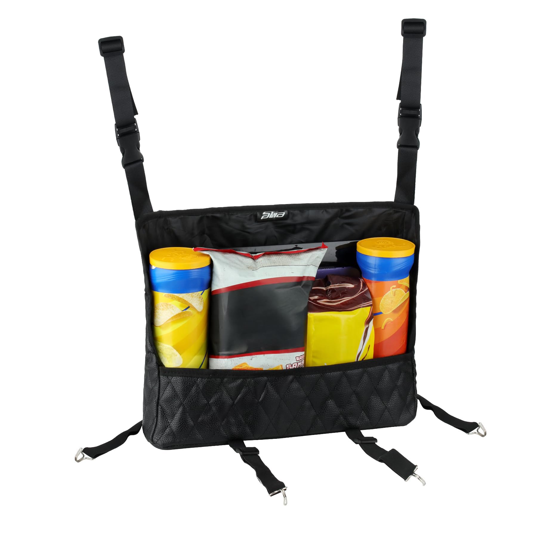 eing Car Organizers And Storage Purse Holder, Large Capacity Car Net Pocket Handbag Holder, Automotive Consoles & Backseat Organizer, Leather Back Seat Bag Between Car Front Seats, Black - Image 7