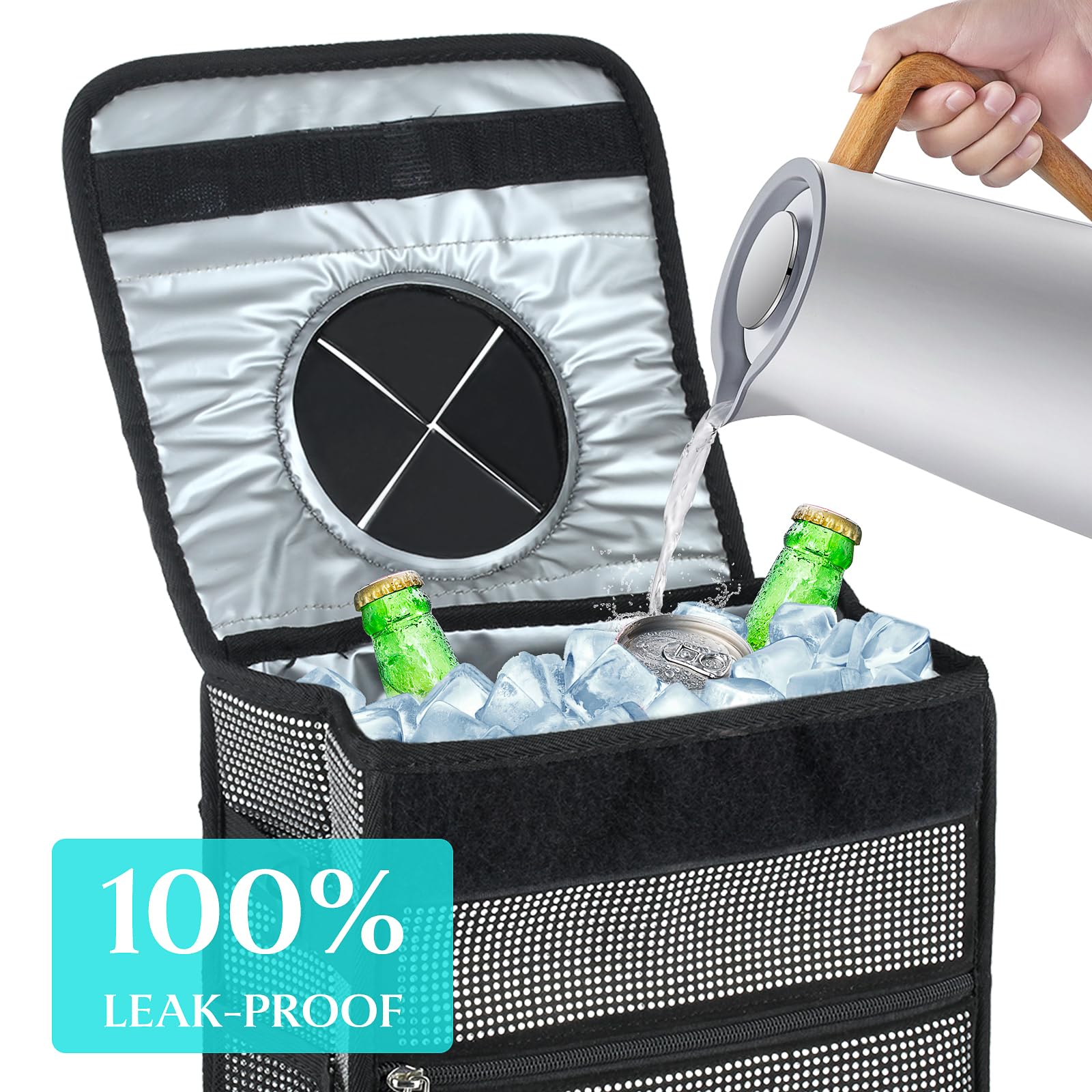 eing Car Trash Can with Lid and Chain, Storage Pockets Bling Crystal Car Interior Waterproof Automotive Garbage Cans Bling Cute Car Accessories for Men Women Teens,White - Image 5