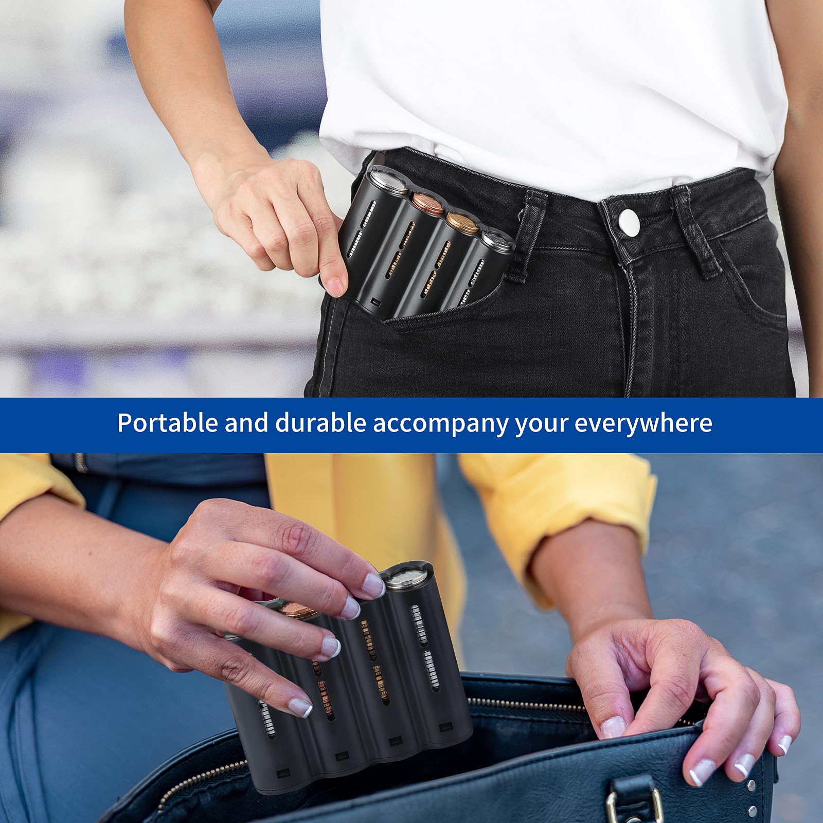 eing Coin Holder, Portable Coin Change Organizer, Universal Coin Storage Coin Holder for Car, Wallets, Pockets (4 Layer / 1 - Pack) - Image 4