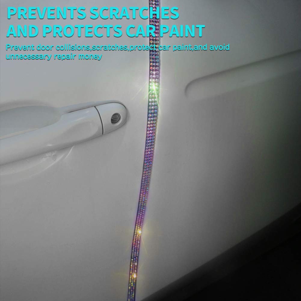 eing Door Edge Anti-Scratch Sticker Door Crash Bumper Crystal Bling Protection Tape Rubber Strip Sticker,Car Door Protector,Car Door Guard,Car Door Protection,90cm/35.4" Each One,4Pack/Set,Multicolor - Image 6
