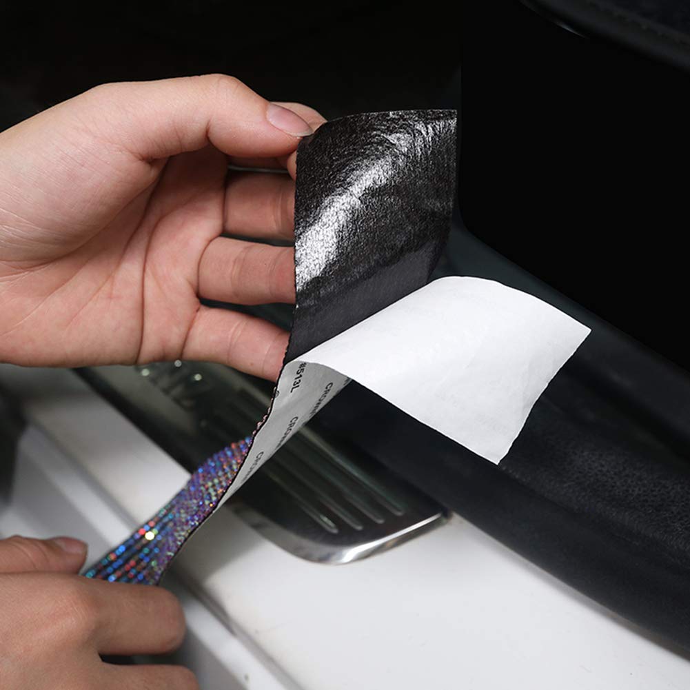 eing Rear Bumper Protector Guard DIY Universal Bling Crystal Rubber Scratch-Resistant Trunk Door Entry Guards Accessory Trim Cover for SUV/Cars(2-Pack,Width7CM/2.8",Long60CM/23.6"),White - Image 6